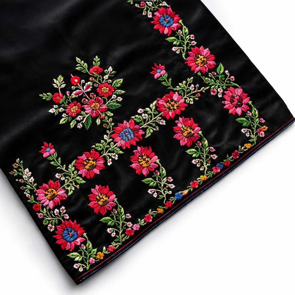 Decorative detail of South Hebron thobe