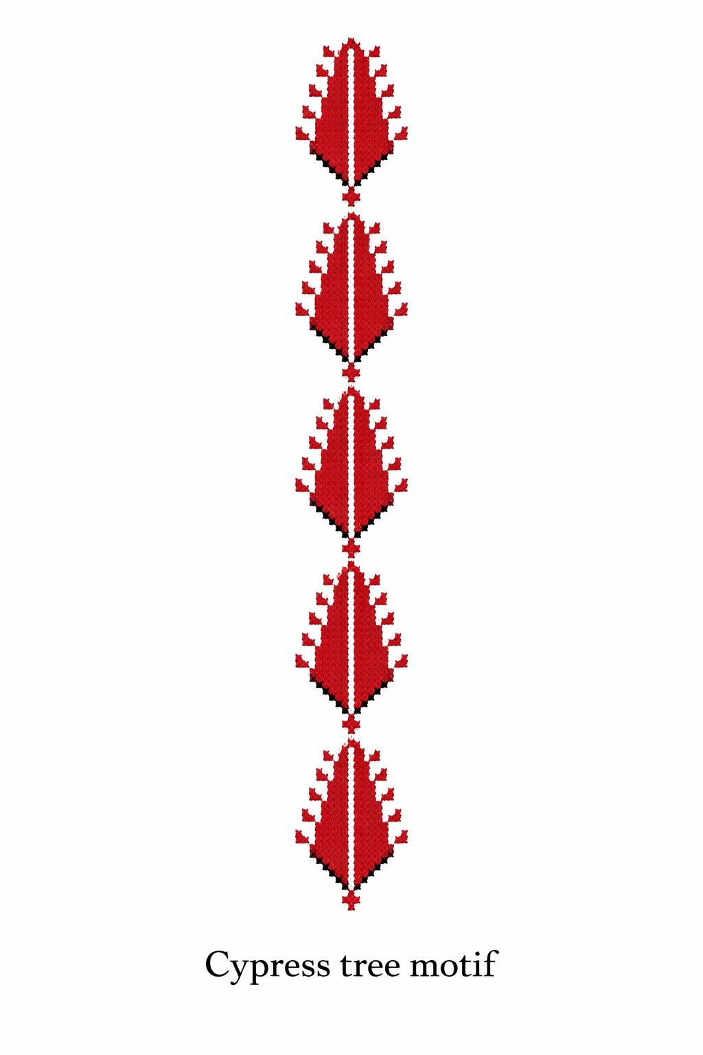 Cypress Tree motif in Palestinian Tatreez embroidery